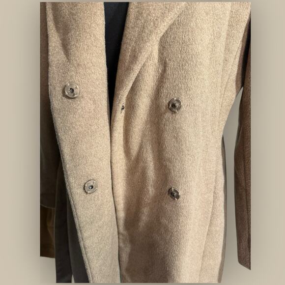 Calvin Klein Women's Sz 6 Winter Coat Wool Blend Belted Wrap Coat Camel Brown - Picture 5 of 8